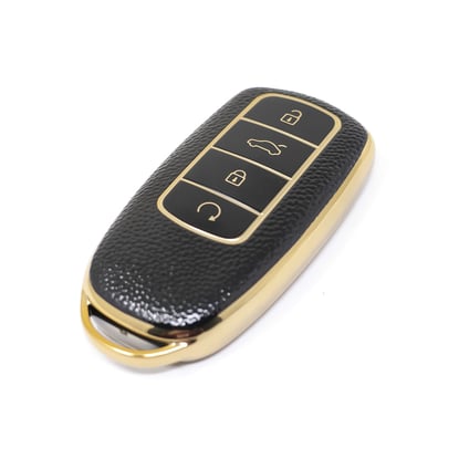 New-Aftermarket-Nano-High-Quality-Gold-Leather-Cover-For-Chery-Remote-Key-4-Buttons-Black-Color-CR-C13J---Emirates-Keys