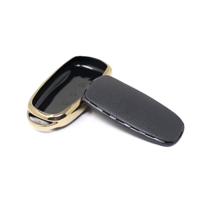 New-Aftermarket-Nano-High-Quality-Gold-Leather-Cover-For-Chery-Remote-Key-4-Buttons-Black-Color-CR-C13J---Emirates-Keys