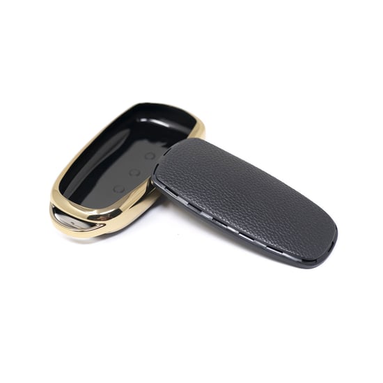 New-Aftermarket-Nano-High-Quality-Gold-Leather-Cover-For-Chery-Remote-Key-4-Buttons-Black-Color-CR-C13J---Emirates-Keys
