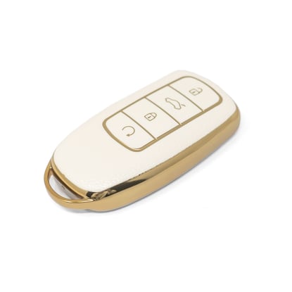 New-Aftermarket-Nano-High-Quality-Gold-Leather-Cover-For-Chery-Remote-Key-4-Buttons-White-Color-CR-C13J---Emirates-Keys