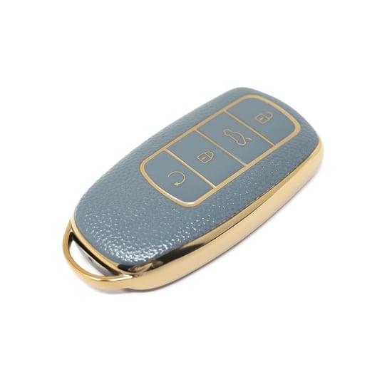 New-Aftermarket-Nano-High-Quality-Gold-Leather-Cover-For-Chery-Remote-Key-4-Buttons-Gray-Color-CR-C13J---Emirates-Keys