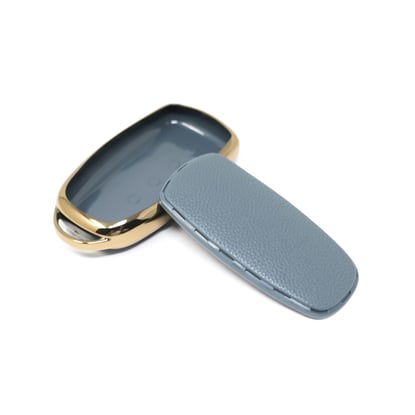 New-Aftermarket-Nano-High-Quality-Gold-Leather-Cover-For-Chery-Remote-Key-4-Buttons-Gray-Color-CR-C13J---Emirates-Keys