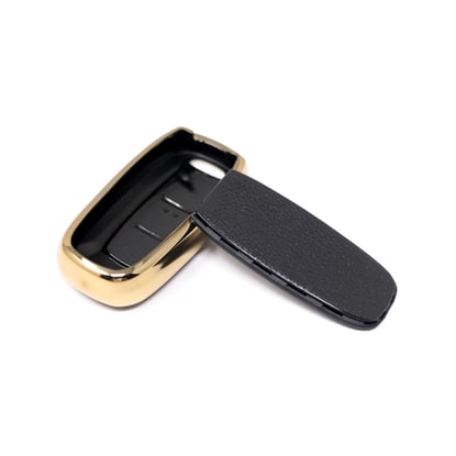 New-Aftermarket-Nano-High-Quality-Gold-Leather-Cover-For-Venucia-Remote-Key-3-Buttons-Black-Color-VNC-A13J---Emirates-Keys