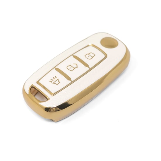 New-Aftermarket-Nano-High-Quality-Gold-Leather-Cover-For-Venucia-Remote-Key-3-Buttons-White-Color-VNC-A13J---Emirates-Keys