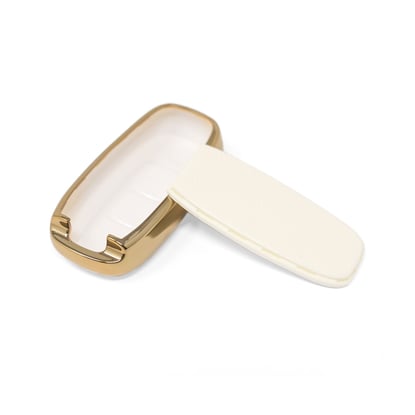 New-Aftermarket-Nano-High-Quality-Gold-Leather-Cover-For-Venucia-Remote-Key-3-Buttons-White-Color-VNC-A13J---Emirates-Keys