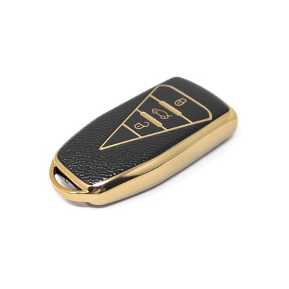 New-Aftermarket-Nano-High-Quality-Gold-Leather-Cover-For-Venucia-Remote-Key-3-Buttons-Black-Color-VNC-B13J---Emirates-Keys
