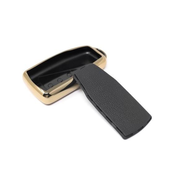 New-Aftermarket-Nano-High-Quality-Gold-Leather-Cover-For-Venucia-Remote-Key-3-Buttons-Black-Color-VNC-B13J---Emirates-Keys