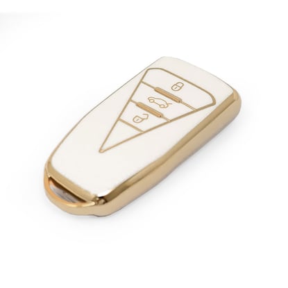 New-Aftermarket-Nano-High-Quality-Gold-Leather-Cover-For-Venucia-Remote-Key-3-Buttons-White-Color-VNC-B13J---Emirates-Keys