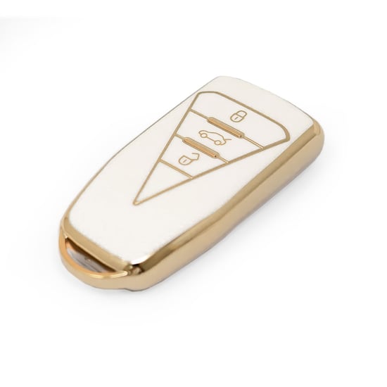New-Aftermarket-Nano-High-Quality-Gold-Leather-Cover-For-Venucia-Remote-Key-3-Buttons-White-Color-VNC-B13J---Emirates-Keys