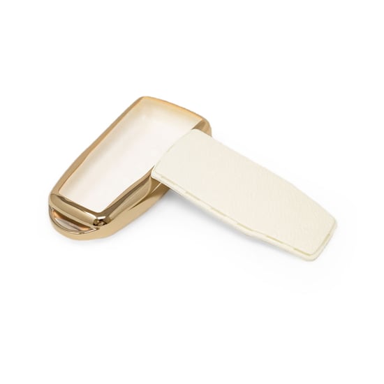 New-Aftermarket-Nano-High-Quality-Gold-Leather-Cover-For-Venucia-Remote-Key-3-Buttons-White-Color-VNC-B13J---Emirates-Keys
