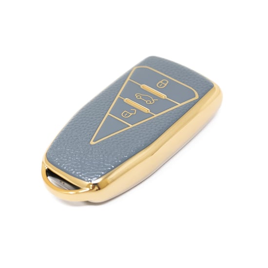 New-Aftermarket-Nano-High-Quality-Gold-Leather-Cover-For-Venucia-Remote-Key-3-Buttons-Gray-Color-VNC-B13J---Emirates-Keys