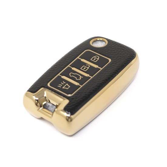 New-Aftermarket-Nano-High-Quality-Gold-Leather-Cover-For-Venucia-Remote-Key-4-Buttons-Black-Color-VNC-D13J---Emirates-Keys