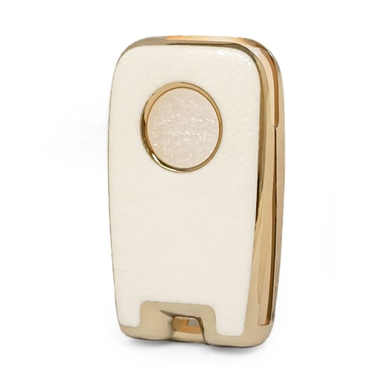 New-Aftermarket-Nano-High-Quality-Gold-Leather-Cover-For-Venucia-Remote-Key-4-Buttons-White-Color-VNC-D13J---Emirates-Keys