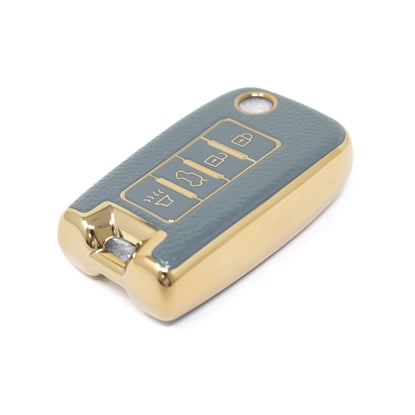 New-Aftermarket-Nano-High-Quality-Gold-Leather-Cover-For-Venucia-Remote-Key-4-Buttons-Gray-Color-VNC-D13J---Emirates-Keys