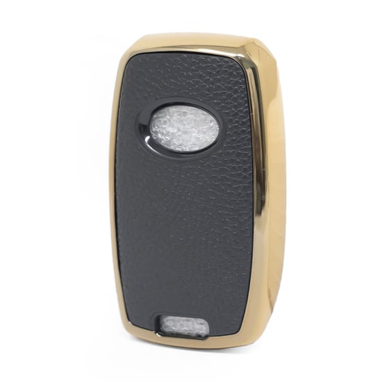New-Aftermarket-Nano-High-Quality-Gold-Leather-Cover-For-KIA-Remote-Key-3-Buttons-Black-Color-KIA-A13J---Emirates-Keys