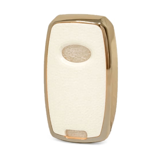 New-Aftermarket-Nano-High-Quality-Gold-Leather-Cover-For-KIA-Remote-Key-3-Buttons-White-Color-KIA-A13J---Emirates-Keys