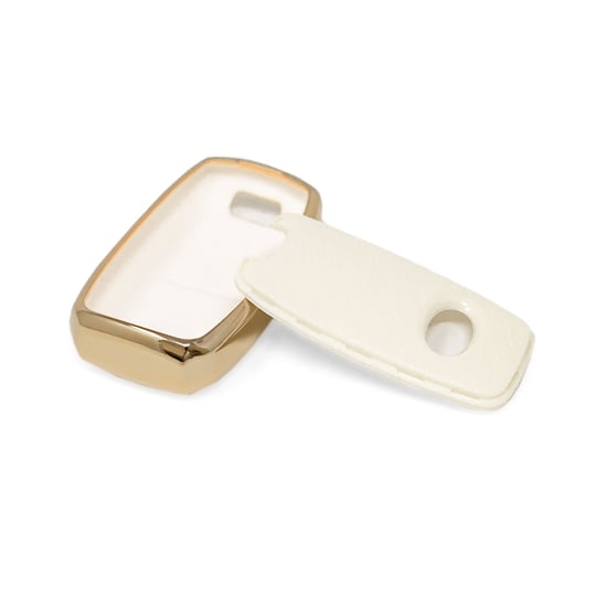 New-Aftermarket-Nano-High-Quality-Gold-Leather-Cover-For-KIA-Remote-Key-3-Buttons-White-Color-KIA-A13J---Emirates-Keys