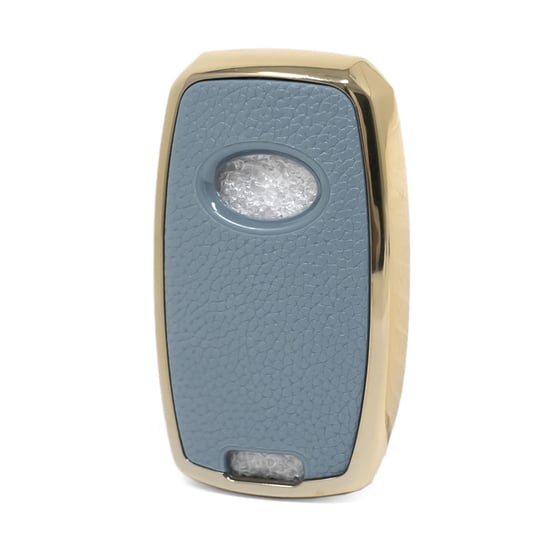 New-Aftermarket-Nano-High-Quality-Gold-Leather-Cover-For-KIA-Remote-Key-3-Buttons-Gray-Color-KIA-A13J---Emirates-Keys