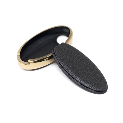 New-Aftermarket-Nano-High-Quality-Gold-Leather-Cover-For-Nissan-Remote-Key-3-Buttons-Black-Color-NS-A13J3B---Emirates-Keys