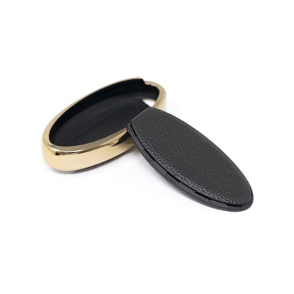 New-Aftermarket-Nano-High-Quality-Gold-Leather-Cover-For-Nissan-Remote-Key-2-Buttons-Black-Color-NS-A13J3C---Emirates-Keys
