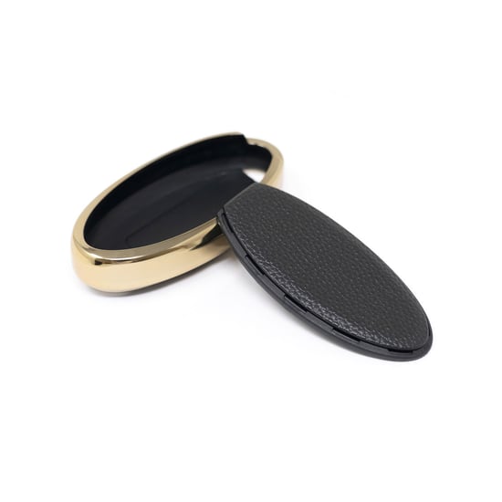 New-Aftermarket-Nano-High-Quality-Gold-Leather-Cover-For-Nissan-Remote-Key-2-Buttons-Black-Color-NS-A13J3C---Emirates-Keys