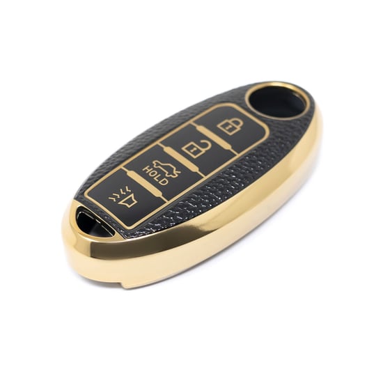 New-Aftermarket-Nano-High-Quality-Gold-Leather-Cover-For-Nissan-Remote-Key-4-Buttons-Black-Color-NS-A13J4A---Emirates-Keys