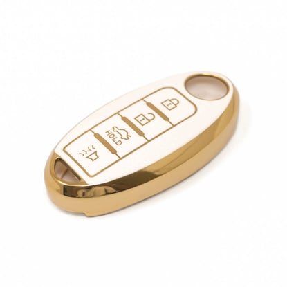 New-Aftermarket-Nano-High-Quality-Gold-Leather-Cover-For-Nissan-Remote-Key-4-Buttons-White-Color-NS-A13J4A---Emirates-Keys