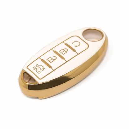 New-Aftermarket-Nano-High-Quality-Gold-Leather-Cover-For-Nissan-Remote-Key-4-Buttons-White-Color-NS-A13J4B---Emirates-Keys