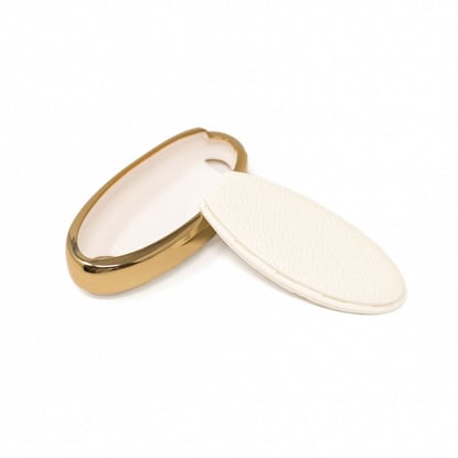 New-Aftermarket-Nano-High-Quality-Gold-Leather-Cover-For-Nissan-Remote-Key-4-Buttons-White-Color-NS-A13J4B---Emirates-Keys