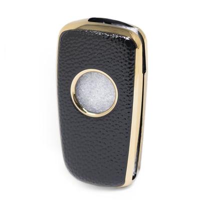 New-Aftermarket-Nano-High-Quality-Gold-Leather-Cover-For-Nissan-Flip-Remote-Key-4-Buttons-Black-Color-NS-B13J4---Emirates-Keys