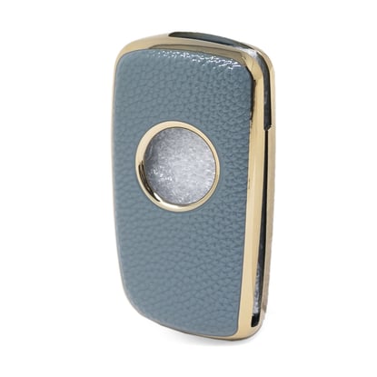 New-Aftermarket-Nano-High-Quality-Gold-Leather-Cover-For-Nissan-Flip-Remote-Key-4-Buttons-Gray-Color-NS-B13J4---Emirates-Keys