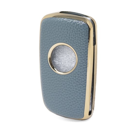 New-Aftermarket-Nano-High-Quality-Gold-Leather-Cover-For-Nissan-Flip-Remote-Key-4-Buttons-Gray-Color-NS-B13J4---Emirates-Keys
