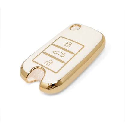 New-Aftermarket-Nano-High-Quality-Gold-Leather-Cover-For-Roewe-Flip-Remote-Key-3-Buttons-White-Color-RW-A13J---Emirates-Keys