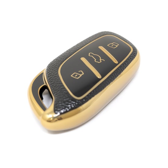 New-Aftermarket-Nano-High-Quality-Gold-Leather-Cover-For-Roewe-Remote-Key-3-Buttons-Black-Color-RW-B13J---Emirates-Keys