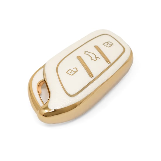 New-Aftermarket-Nano-High-Quality-Gold-Leather-Cover-For-Roewe-Remote-Key-3-Buttons-White-Color-RW-B13J---Emirates-Keys