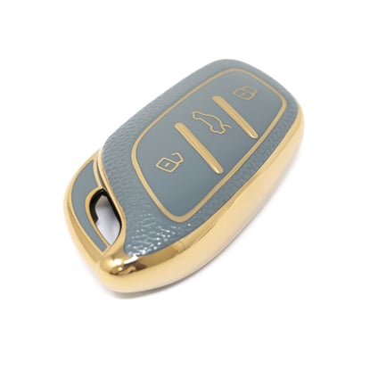 New-Aftermarket-Nano-High-Quality-Gold-Leather-Cover-For-Roewe-Remote-Key-3-Buttons-Gray-Color-RW-B13J---Emirates-Keys
