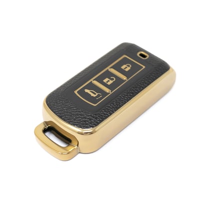 New-Aftermarket-Nano-High-Quality-Gold-Leather-Cover-For-Mitsubishi-Remote-Key-3-Buttons-Black-Color-MSB-A13J---Emirates-Keys