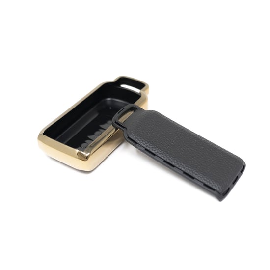 New-Aftermarket-Nano-High-Quality-Gold-Leather-Cover-For-Mitsubishi-Remote-Key-3-Buttons-Black-Color-MSB-A13J---Emirates-Keys