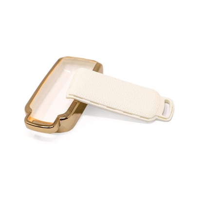 New-Aftermarket-Nano-High-Quality-Gold-Leather-Cover-For-Mitsubishi-Remote-Key-3-Buttons-White-Color-MSB-A13J---Emirates-Keys
