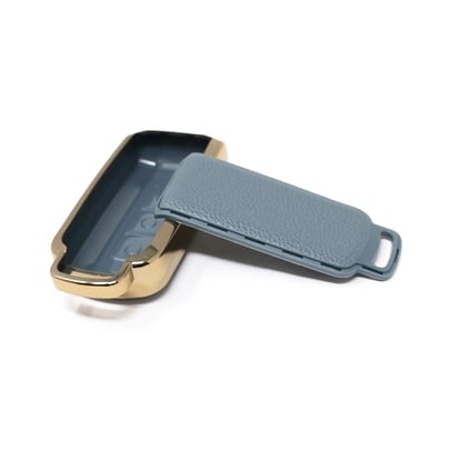 New-Aftermarket-Nano-High-Quality-Gold-Leather-Cover-For-Mitsubishi-Remote-Key-3-Buttons-Gray-Color-MSB-A13J---Emirates-Keys