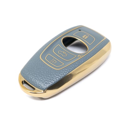 New-Aftermarket-Nano-High-Quality-Gold-Leather-Cover-For-Subaru-Remote-Key-3-Buttons-Gray-Color-SBR-A13J---Emirates-Keys