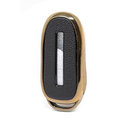New-Aftermarket-Nano-High-Quality-Gold-Leather-Cover-For-Tesla-Remote-Key-3-Buttons-Black-Color-TSL-A13J---Emirates-Keys