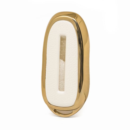 New-Aftermarket-Nano-High-Quality-Gold-Leather-Cover-For-Tesla-Remote-Key-3-Buttons-White-Color-TSL-A13J---Emirates-Keys