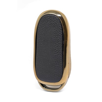 New-Aftermarket-Nano-High-Quality-Gold-Leather-Cover-For-Tesla-Remote-Key-3-Buttons-Black-Color-TSL-B13J---Emirates-Keys