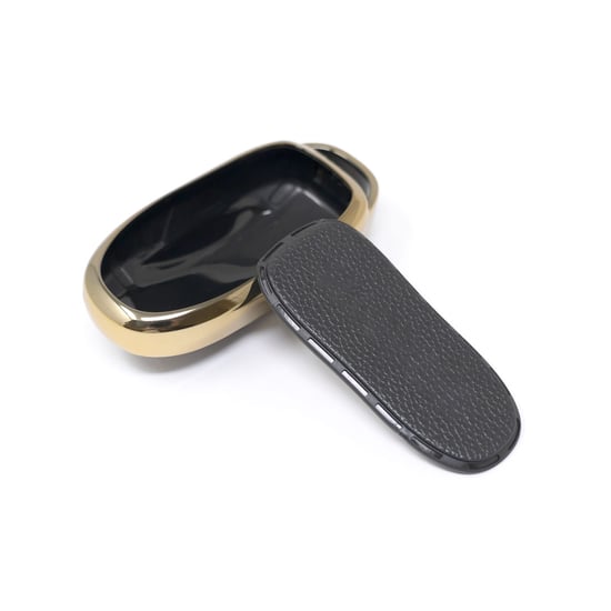 New-Aftermarket-Nano-High-Quality-Gold-Leather-Cover-For-Tesla-Remote-Key-3-Buttons-Black-Color-TSL-B13J---Emirates-Keys