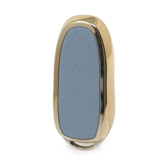 New-Aftermarket-Nano-High-Quality-Gold-Leather-Cover-For-Tesla-Remote-Key-3-Buttons-Gray-Color-TSL-B13J---Emirates-Keys