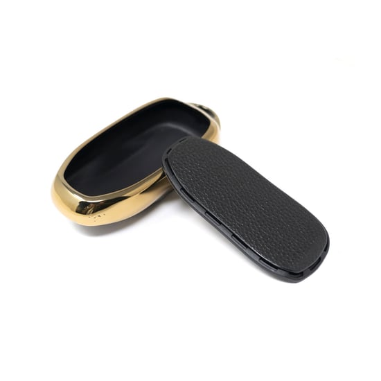 New-Aftermarket-Nano-High-Quality-Gold-Leather-Cover-For-Tesla-Remote-Key-3-Buttons-Black-Color-TSL-C13J---Emirates-Keys
