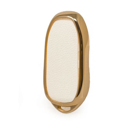 New-Aftermarket-Nano-High-Quality-Gold-Leather-Cover-For-Tesla-Remote-Key-3-Buttons-White-Color-TSL-C13J---Emirates-Keys