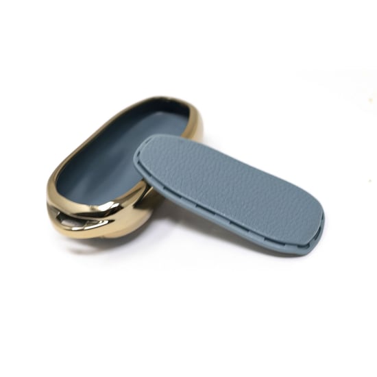 New-Aftermarket-Nano-High-Quality-Gold-Leather-Cover-For-Tesla-Remote-Key-3-Buttons-Gray-Color-TSL-C13J---Emirates-Keys