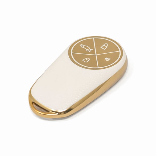 New-Aftermarket-Nano-High-Quality-Gold-Leather-Cover-For-NIO-Remote-Key-4-Buttons-White-Color-NIO-A13J---Emirates-Keys